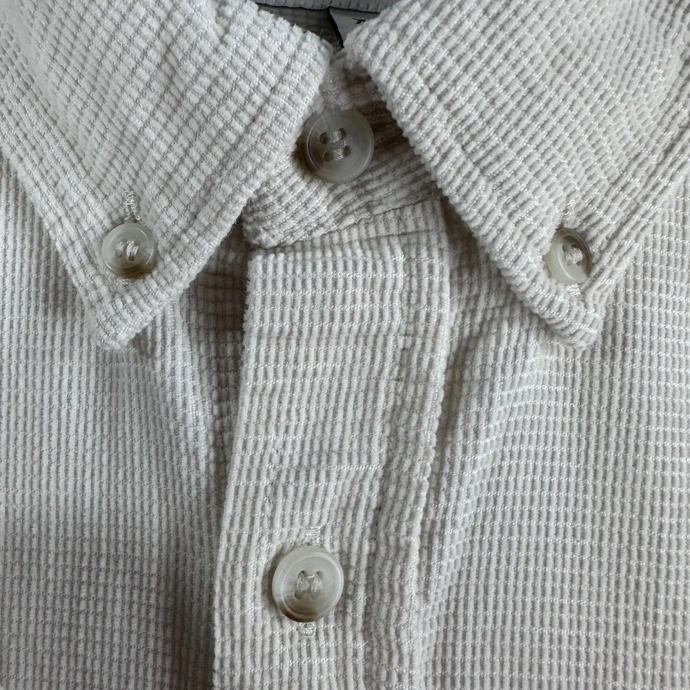Banana Republic Corduroy Shirt Mens XL Extra Large Cream Untucked Fit Fine Wale